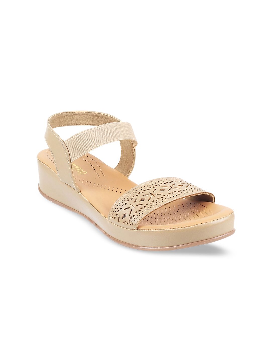 Metro Metro Women Beige Open Toe Platform with Laser Cuts Sandal