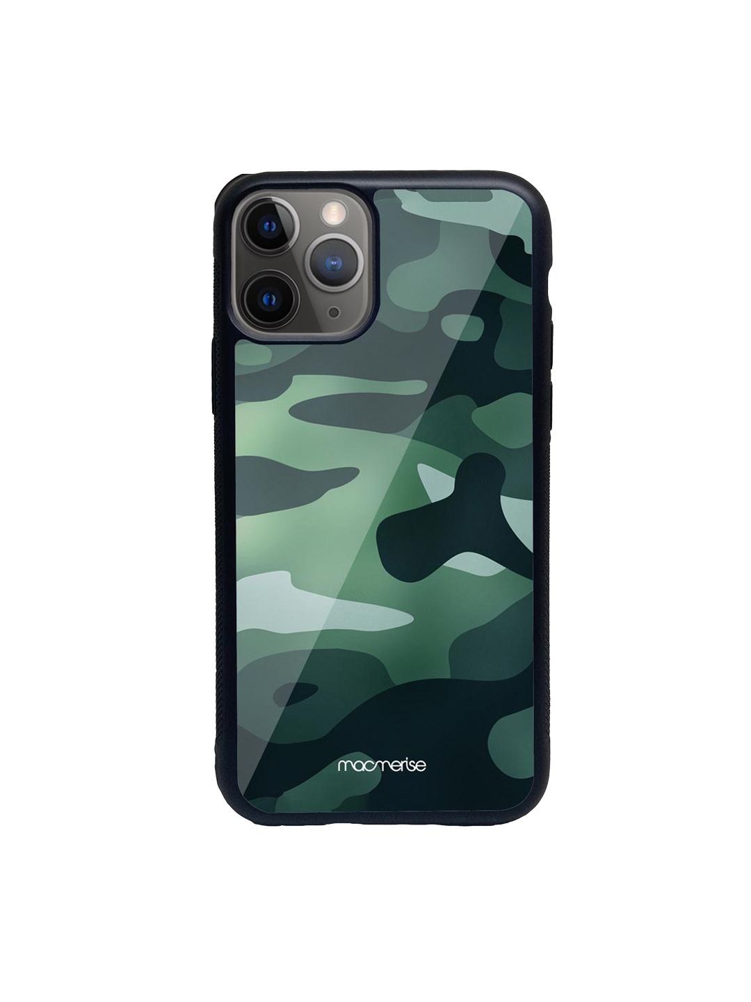 macmerise Green Printed Camo Viridian Glass iPhone 11 Pro Back Case Price in India