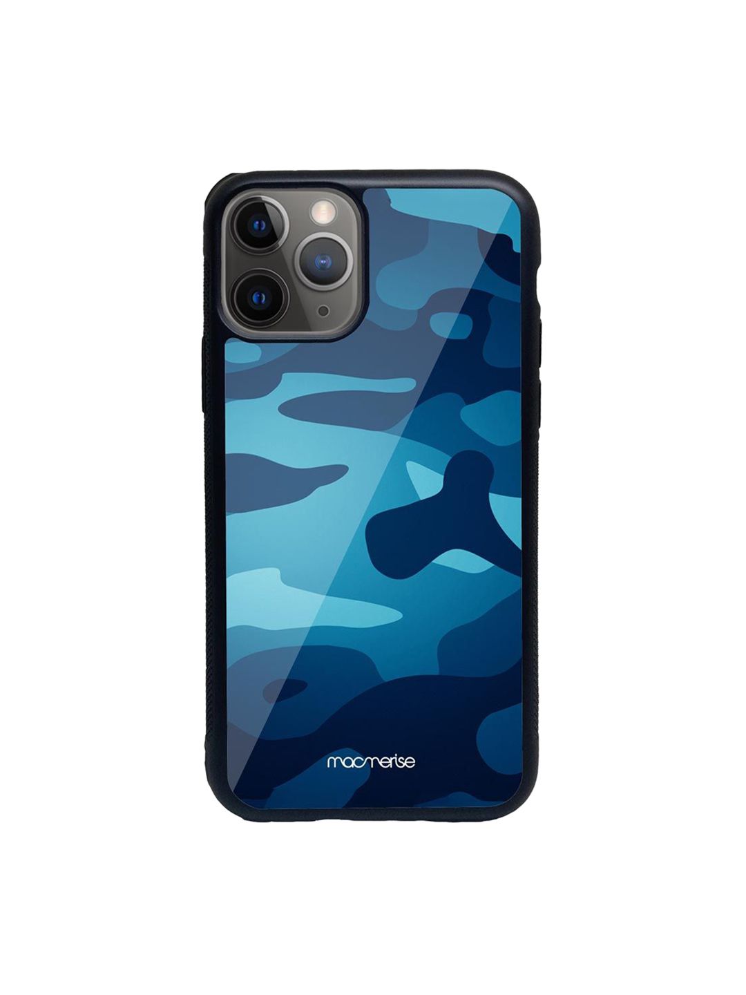 macmerise Blue Camo Azure Printed iPhone 11 Pro Glass Back Case Price in India