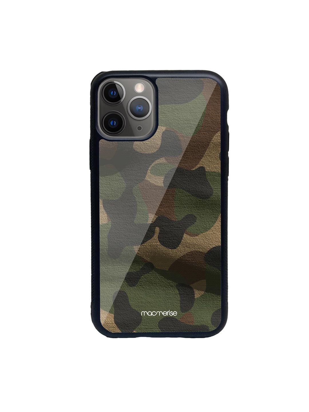 macmerise Green Printed Camo Rifle iPhone 11 Pro Glass Phone Back Case Price in India