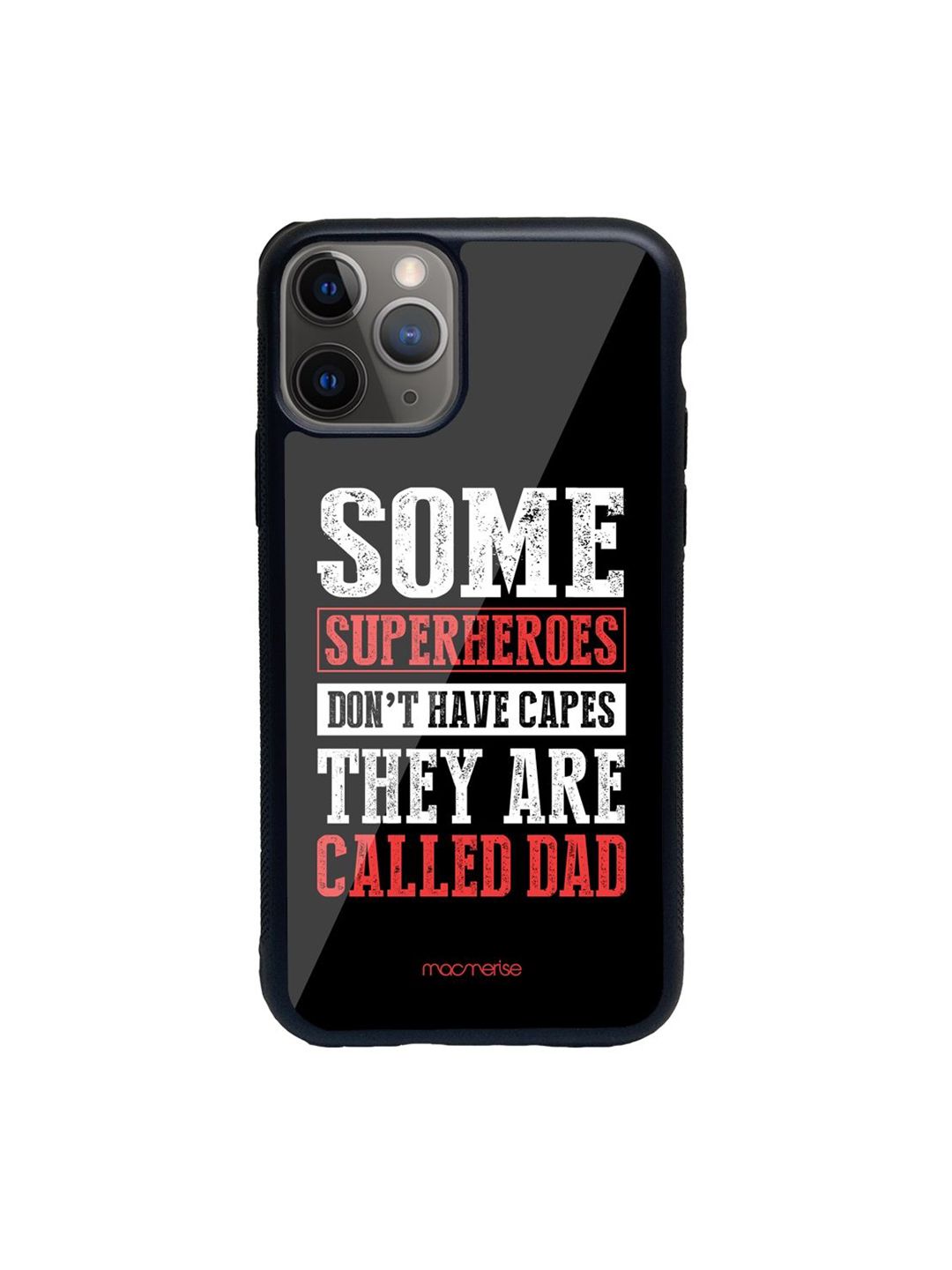 macmerise Black Printed They Are Called Superhero iPhone 11 Pro Glass Phone Back Case Price in India