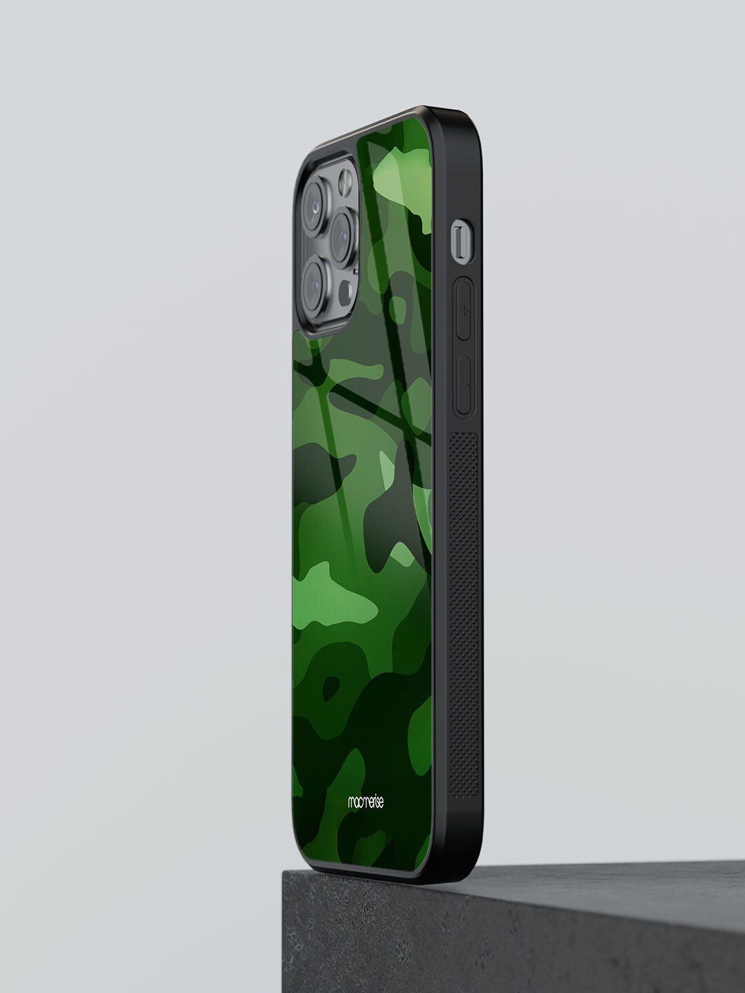 macmerise Green Printed Camo iPhone 12 Pro Max Glass Phone Back Case Price in India