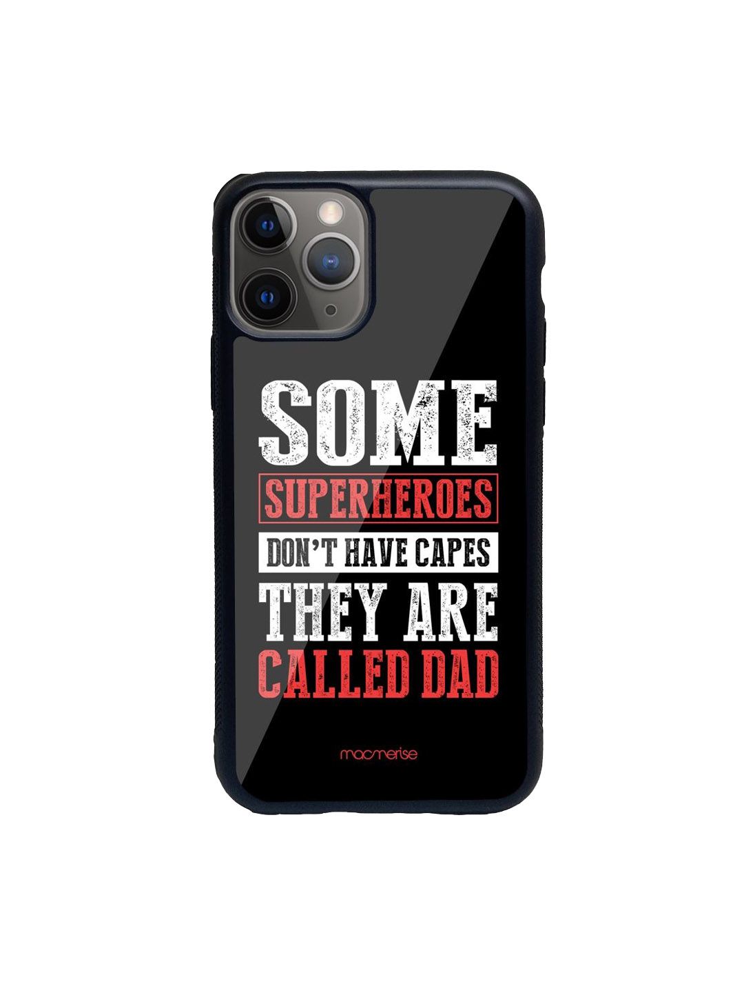 macmerise Black Printed They Are Called Superhero iPhone 11 Pro Glass Phone Back Case Price in India