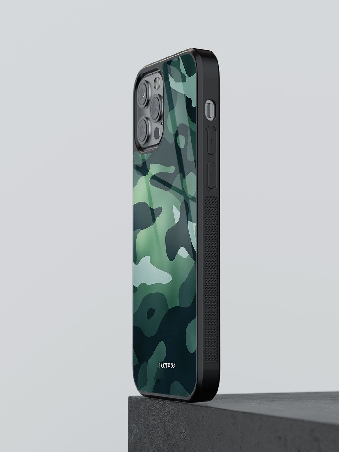 macmerise Green Printed Camo iPhone 12 Pro Max Glass Phone Back Case Price in India