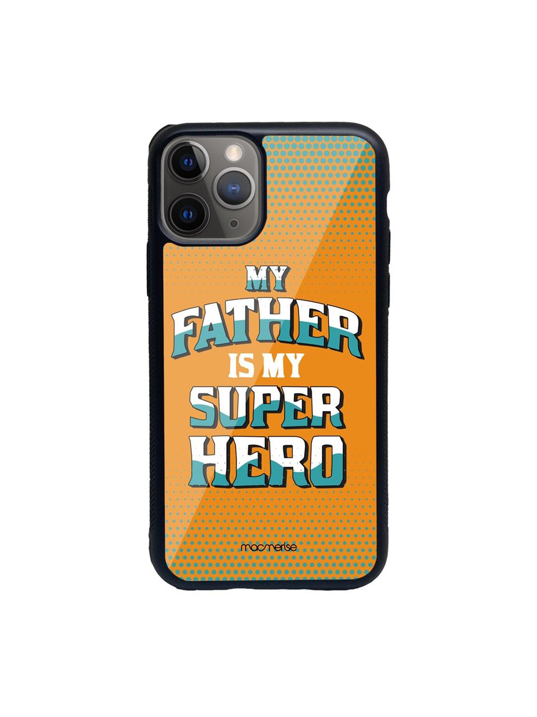 macmerise Orange Colored & Blue My Father My Superhero iPhone 11 Pro Max Mobile Phone Case Price in India