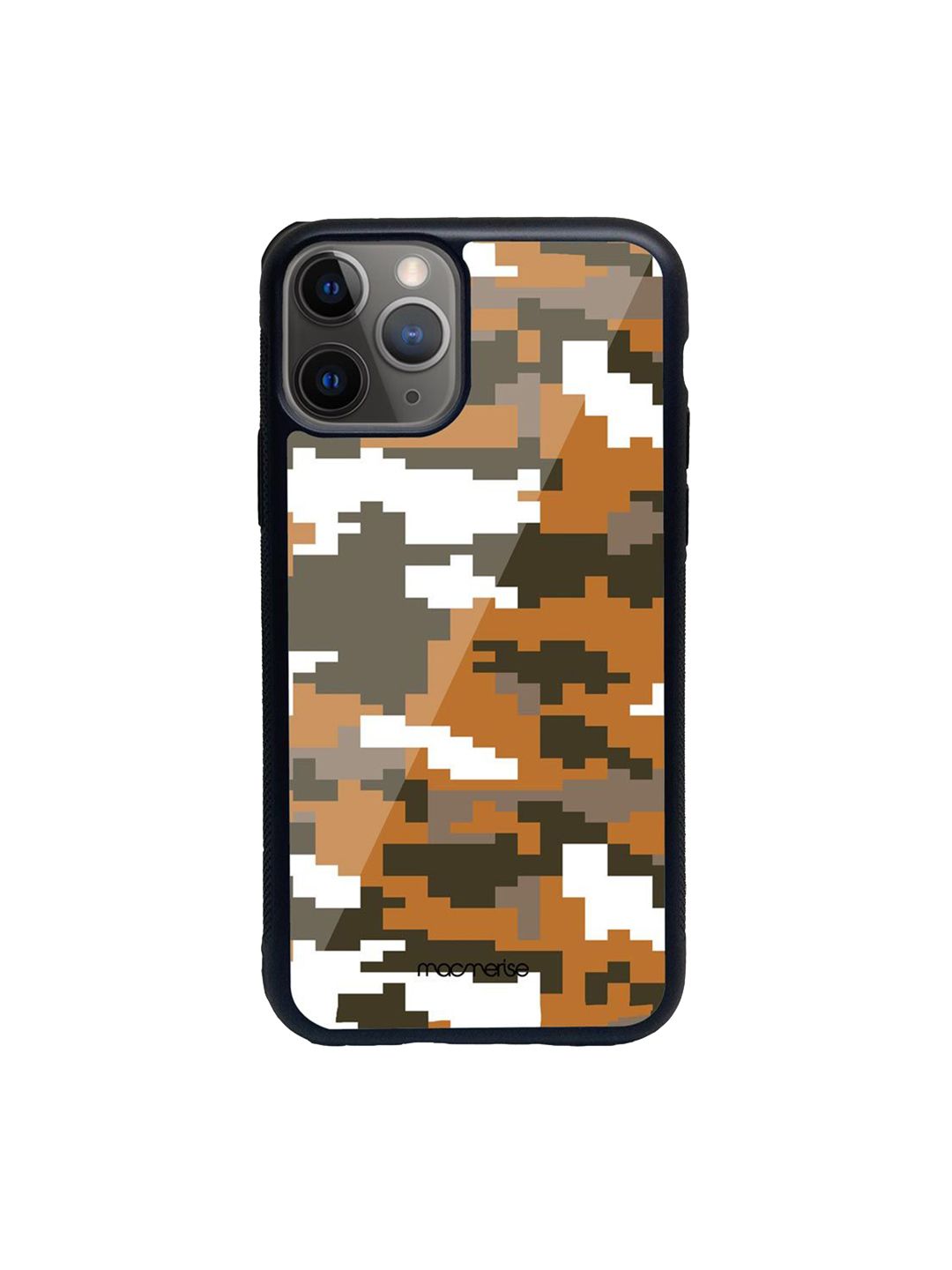macmerise Brown Camo Pixel Printed iPhone 11 Pro Glass Back Case Price in India