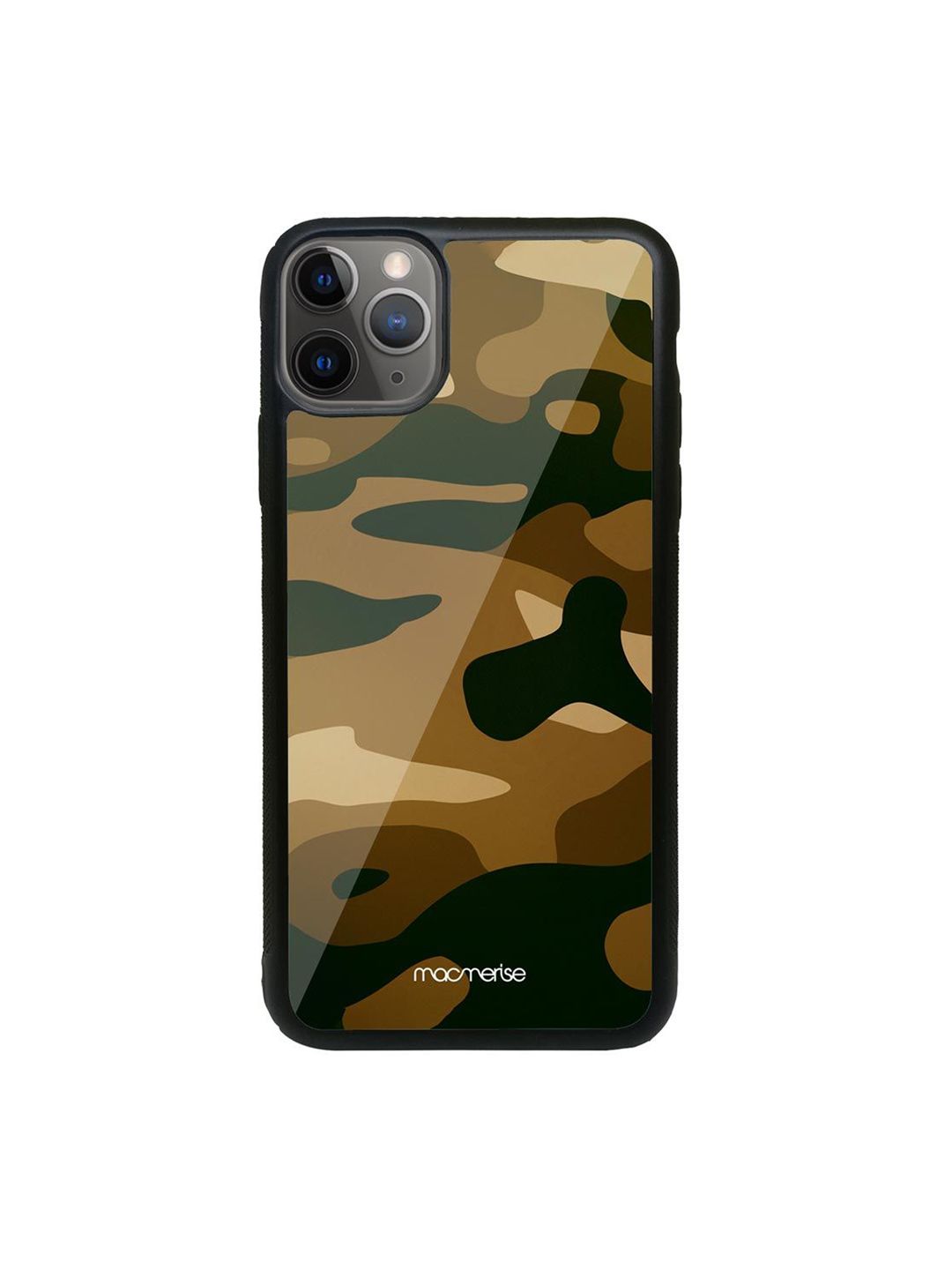 Macmerise Brown & Green Printed iPhone 11 Pro Max Glass Phone Back Case Price in India