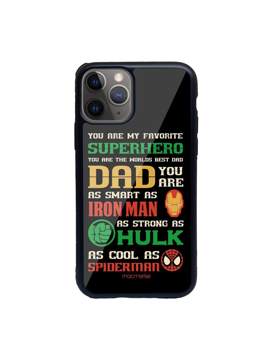 Macmerise Black & Green Superhero Dad iPhone 11 Pro Max Mobile Phone Case Price in India