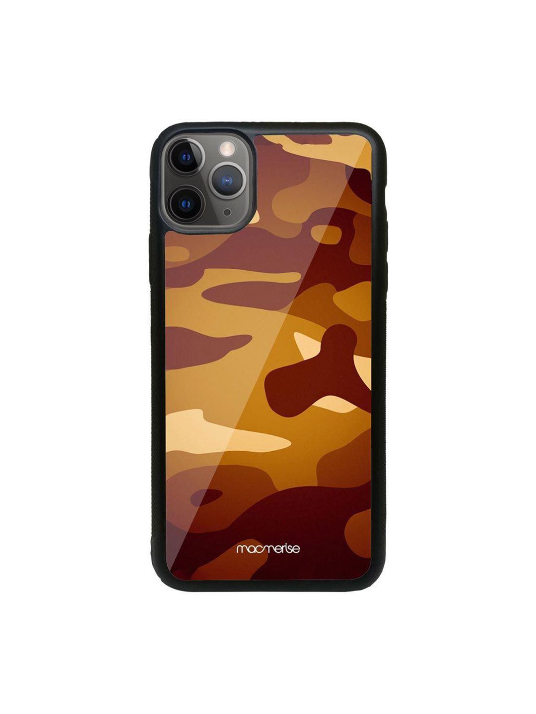 Macmerise Brown Printed Camo Saddle Brown Glass iPhone 11 Pro Max Back Case Price in India