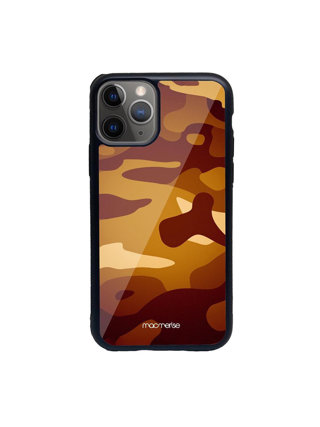 Macmerise Brown Printed Camo Saddle iPhone 11 Pro Glass Phone Back Case Price in India