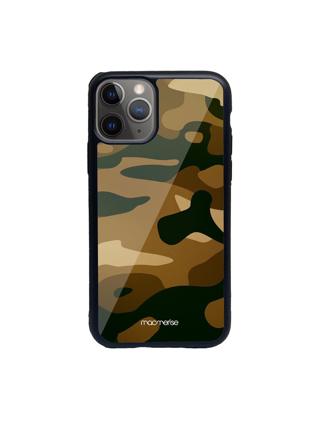 Macmerise Brown Camo Field Drab Printed iPhone 11 Pro Glass Back Case Price in India