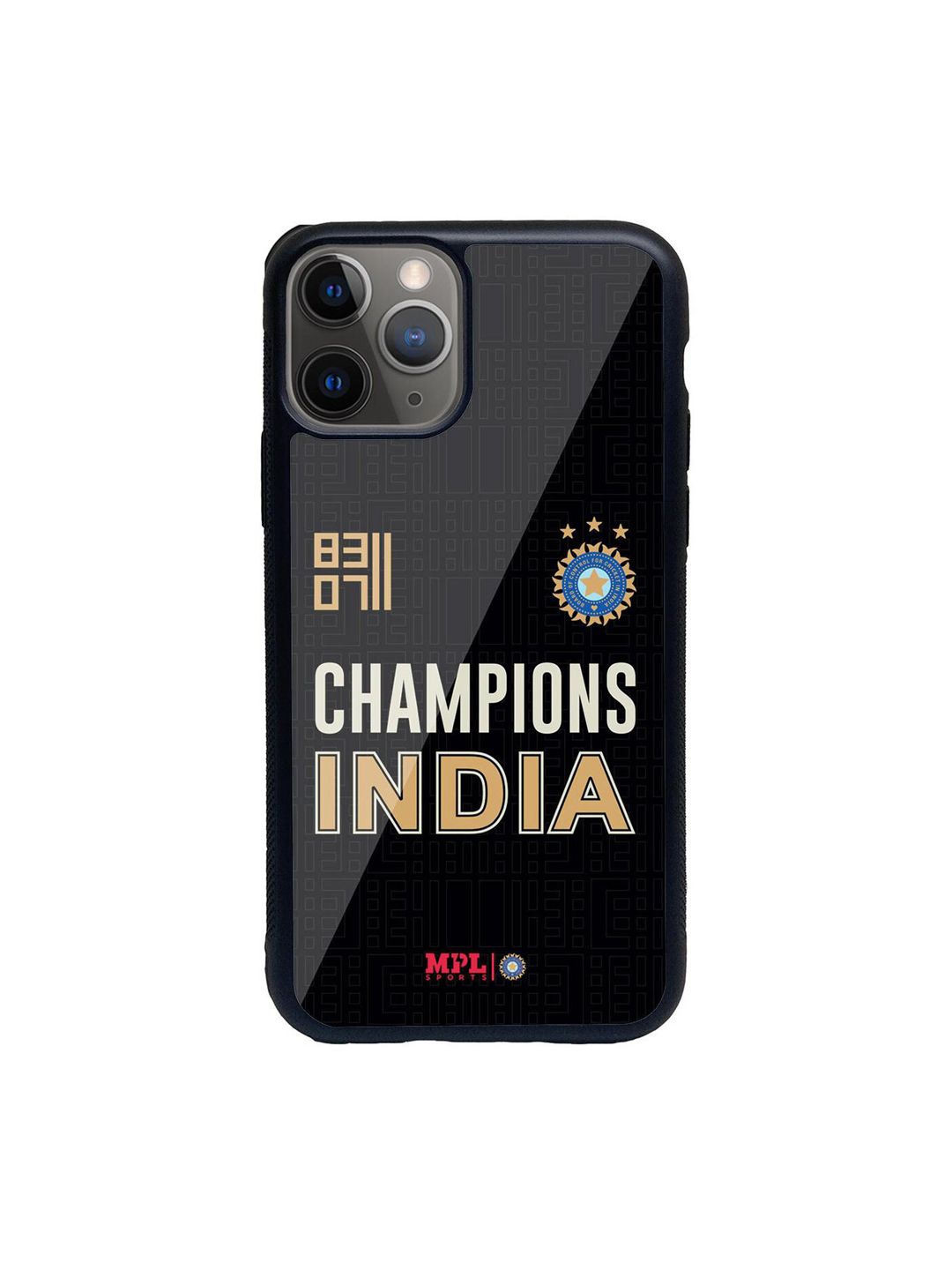 Macmerise Black Printed Champions Of India Glass iPhone 11 Pro Back Case Price in India