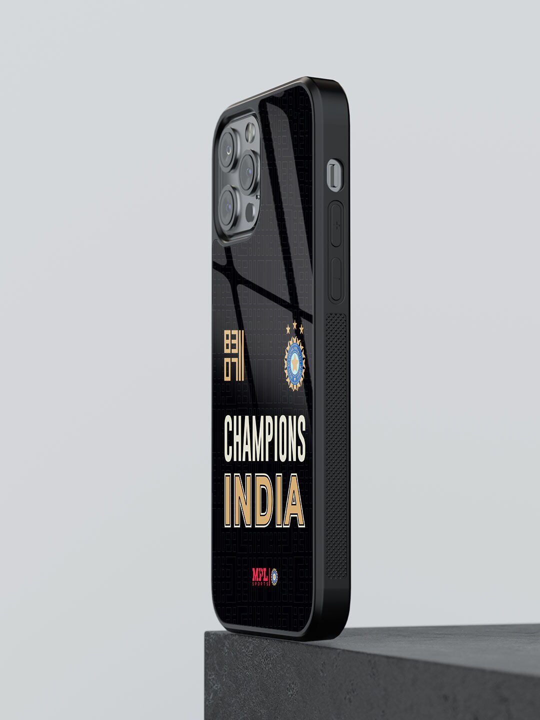macmerise Black Champions Of India Printed iPhone 12 Pro Max Glass Back Case Price in India