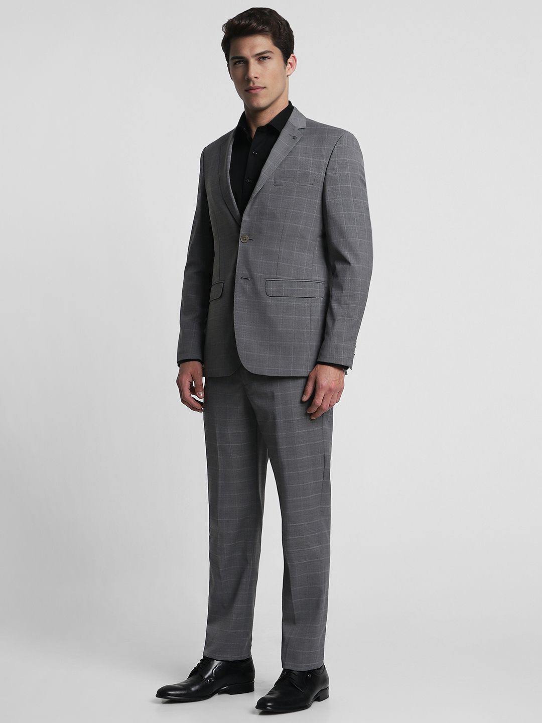 Costume Homme Slim Fit Gris Chiné - Marque Tiglio - Taille 44 Long - Italien