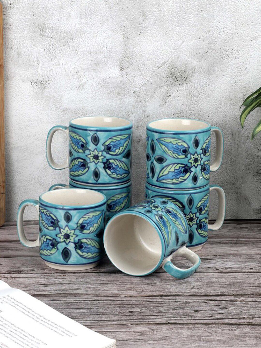VarEesha Set Of 6 Printed Ceramic Glossy Mugs Set of Cups and Mugs Price in India