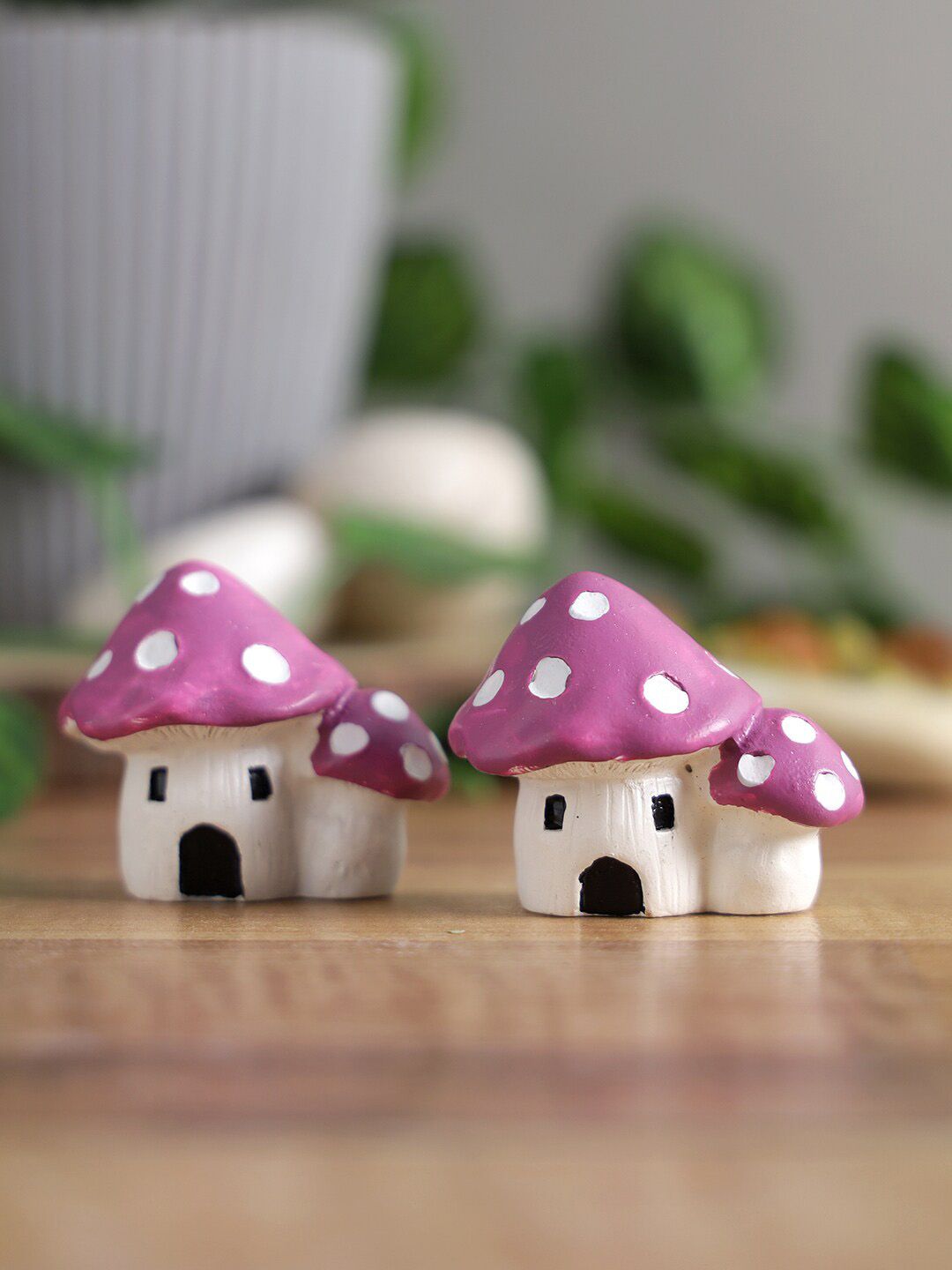 TAYHAA Set Of 2 White & Purple Mushrooms Garden Accessories Price in India