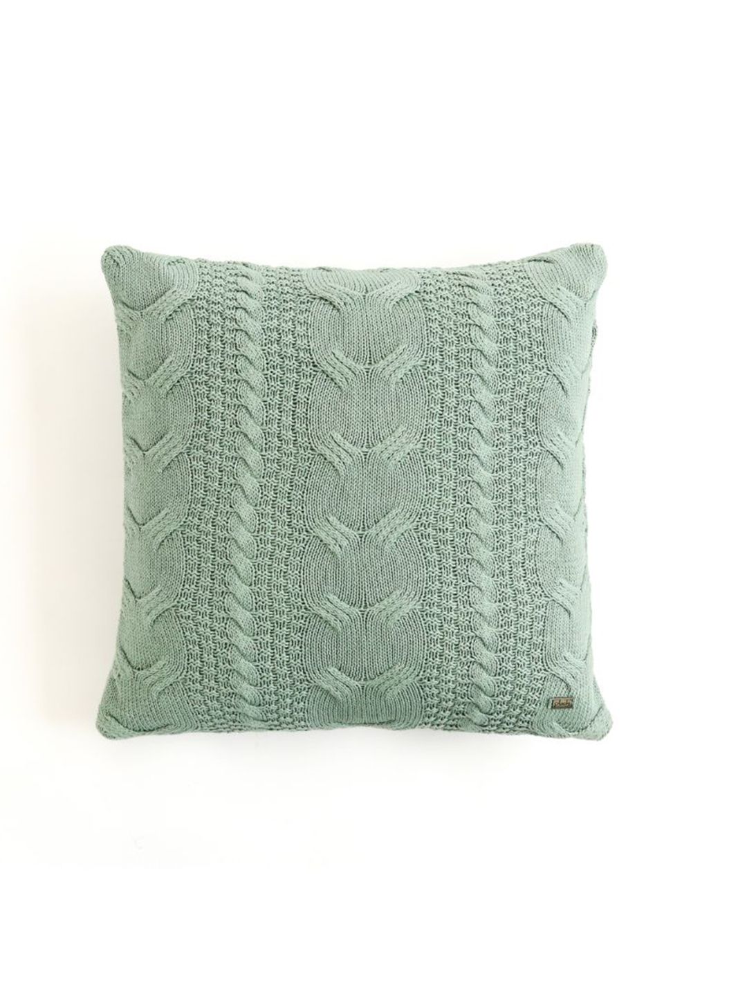 Pluchi Green Geometric Square Pure Cotton Knitted Cushion Cover Price in India
