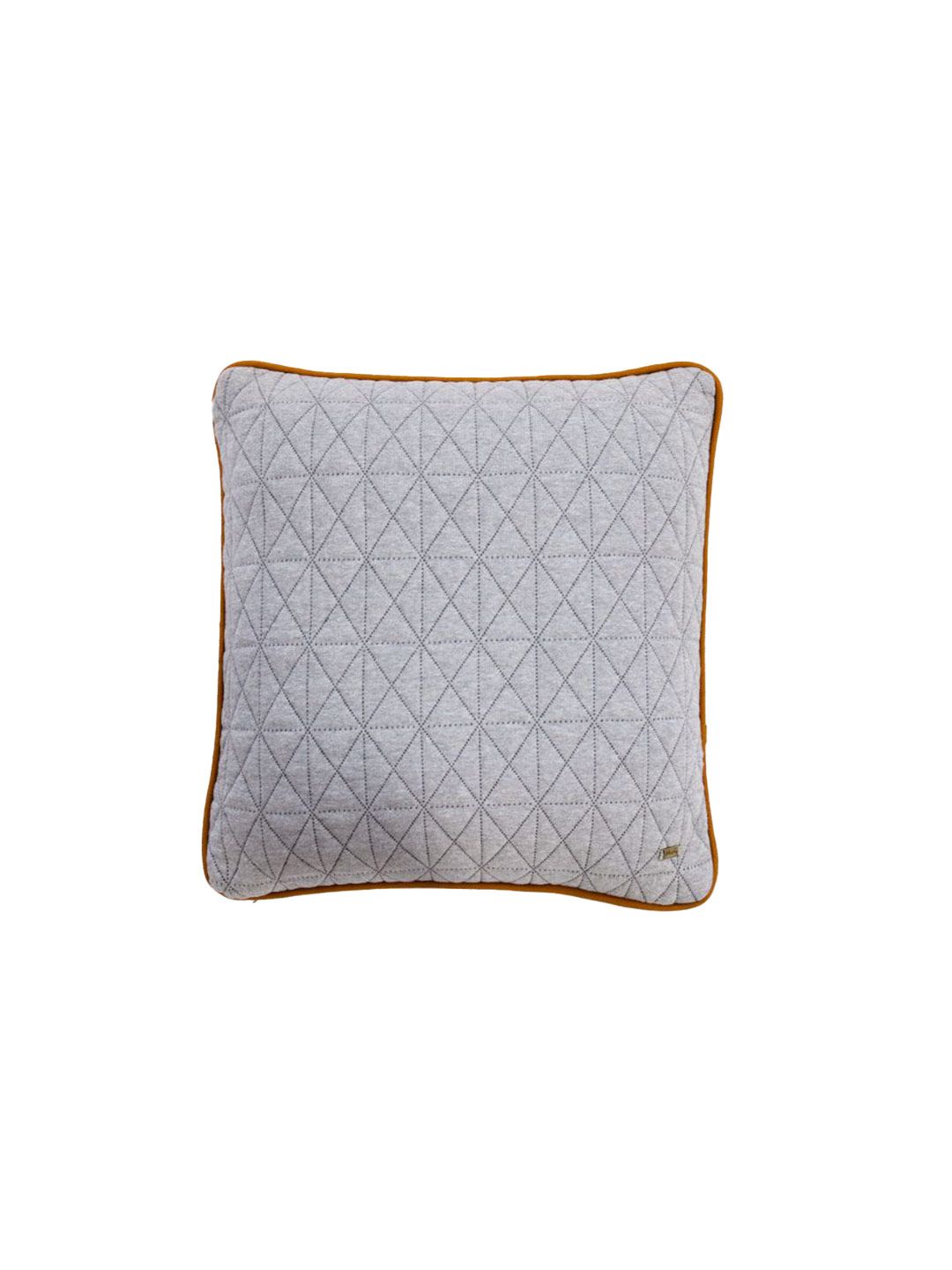 Pluchi Grey Melange Geometric Pure Cotton Knitted Square Cushion Cover Price in India