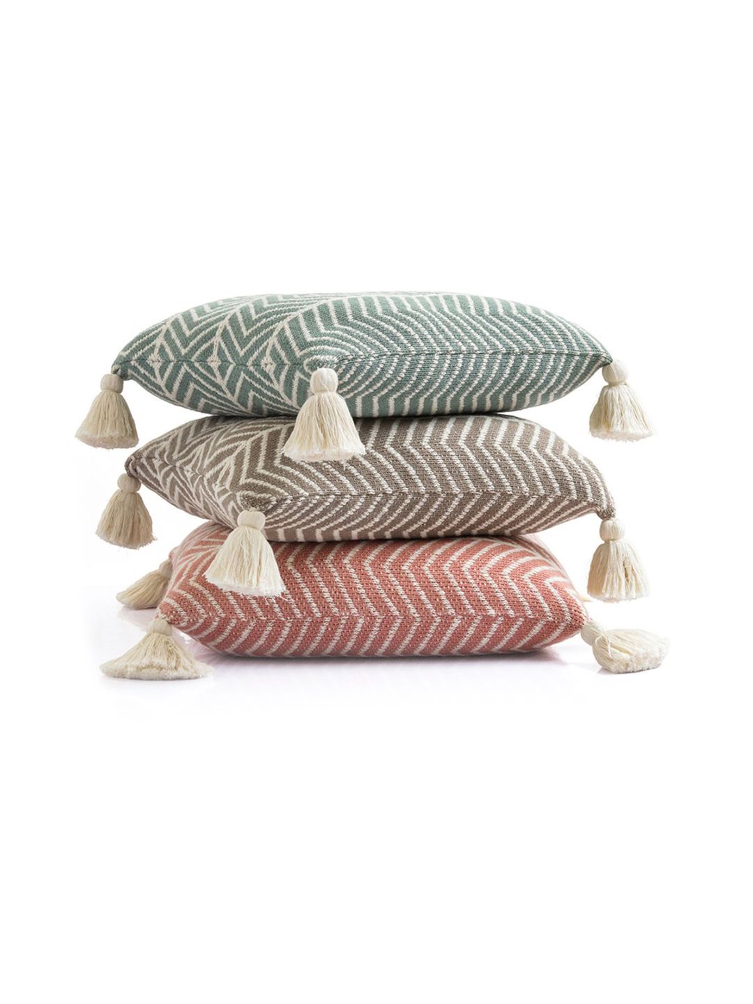 Pluchi Green & Cream-Coloured Square Cotton Cushion Covers Price in India