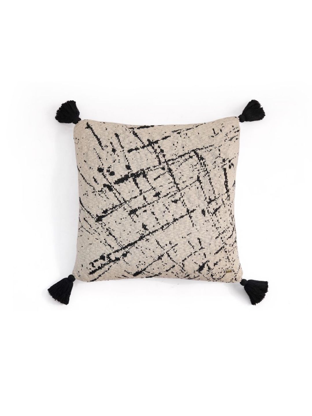 Pluchi White & Black Abstract Square Cotton Cushion Covers Price in India