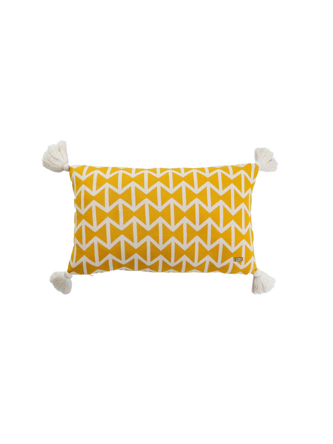 Pluchi Yellow & White Geometric Rectangle Cotton Cushion Covers Price in India