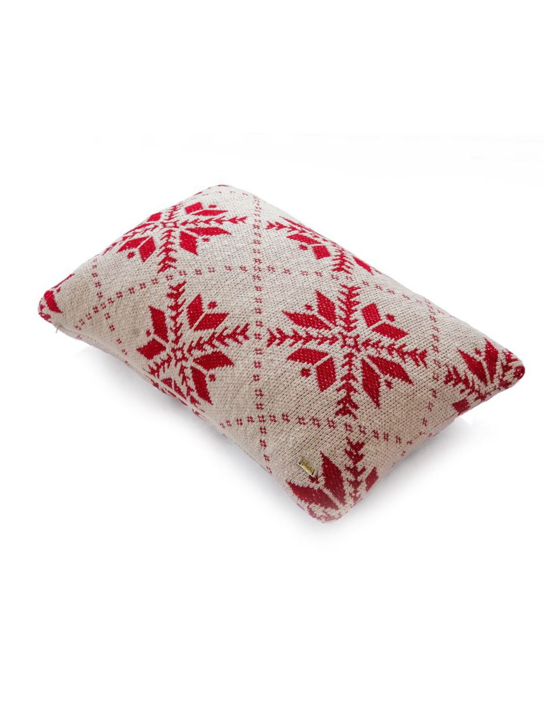 Pluchi White & Red Rectangle Cotton Cushion Covers Price in India