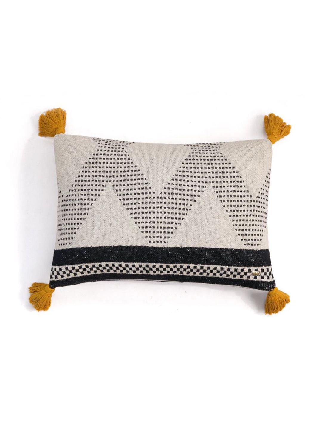 Pluchi Off White & Black Embroidered Rectangle Cotton Cushion Covers Price in India
