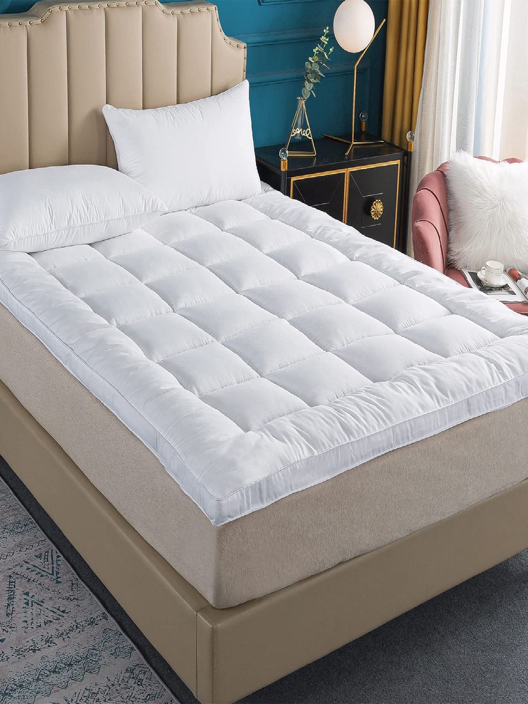 Divine Casa White Solid 500 GSM King Bed Mattress Topper Price in India