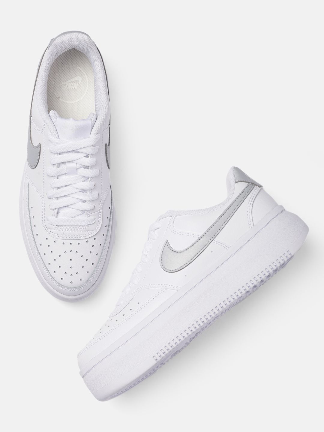 Nike Women White Court Vision Alta Leather Sneakers Price in India