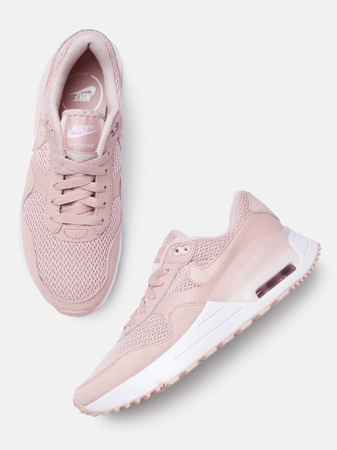 Nike Women Pink AIR MAX SYSTM Woven Design Leather Sneakers Price in India