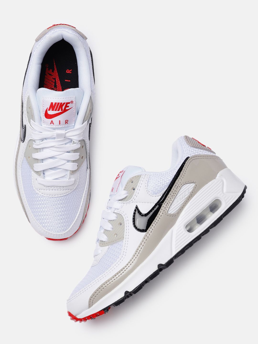 Nike Women White AIR MAX 90 Woven Design Leather Sneakers Price in India