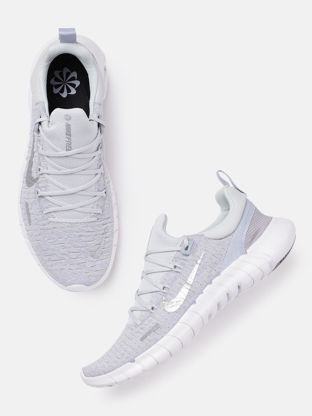 Nike Women Grey & Off-White Free RN 5.0 Running Shoes Price in India