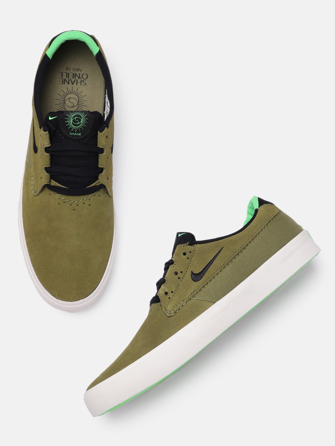 Nike Unisex Olive Green SHANE Suede Leather Skateboarding Shoes Price in India