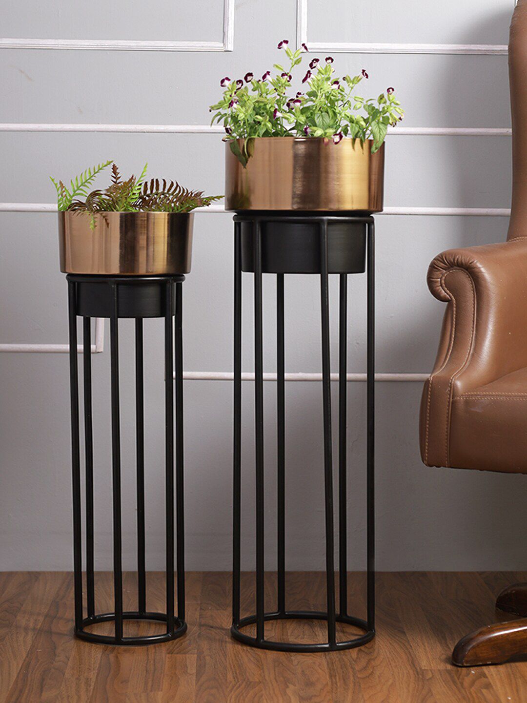 Aapno Rajasthan Set Of 2 Metal Planters With Stand Price in India