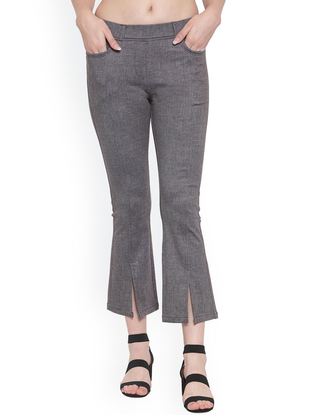 Westwood Women Grey Smart Loose Fit High-Rise Easy Wash Trousers Price in India