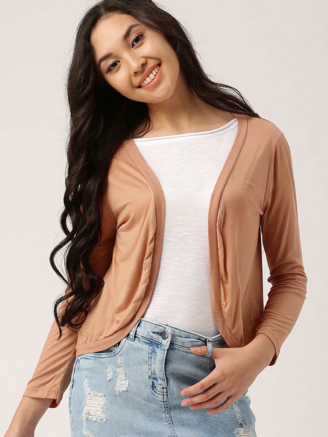 DressBerry Women Peach-Coloured Shrug Price in India