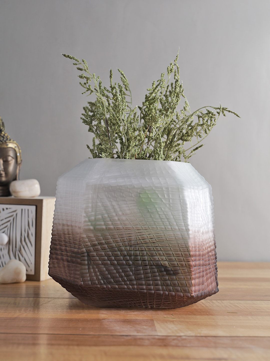 TAYHAA Burgundy & White Textured Bud Vases Price in India