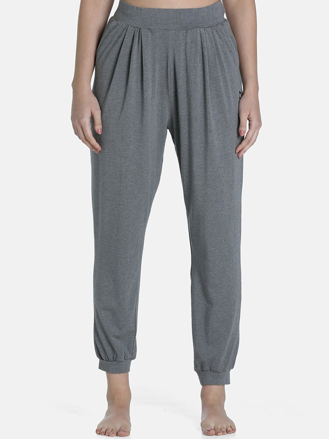 Puma Women Grey Solid Cotton Joggers Price in India