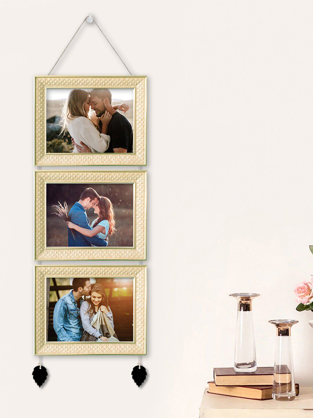Art Street Set Of 3 Beige Solid Hanging Wall Photo Frames Price in India