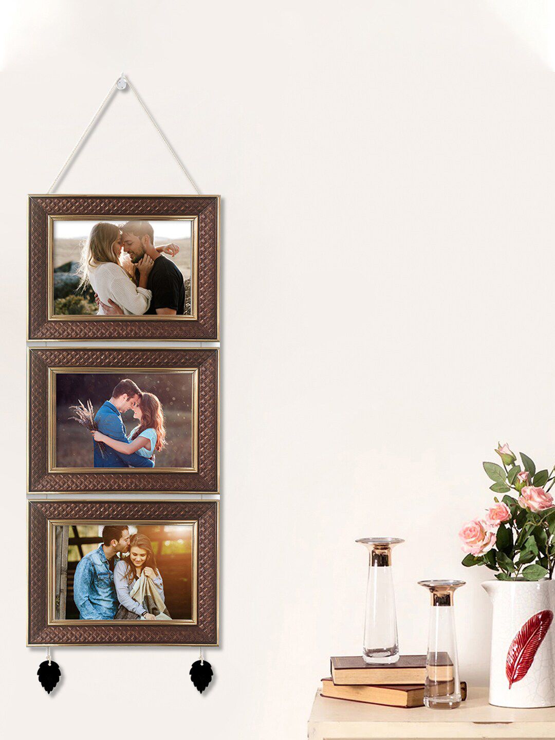 Art Street Set of 3 Brown Hanging Photo Frame For Home Dcor Price in India