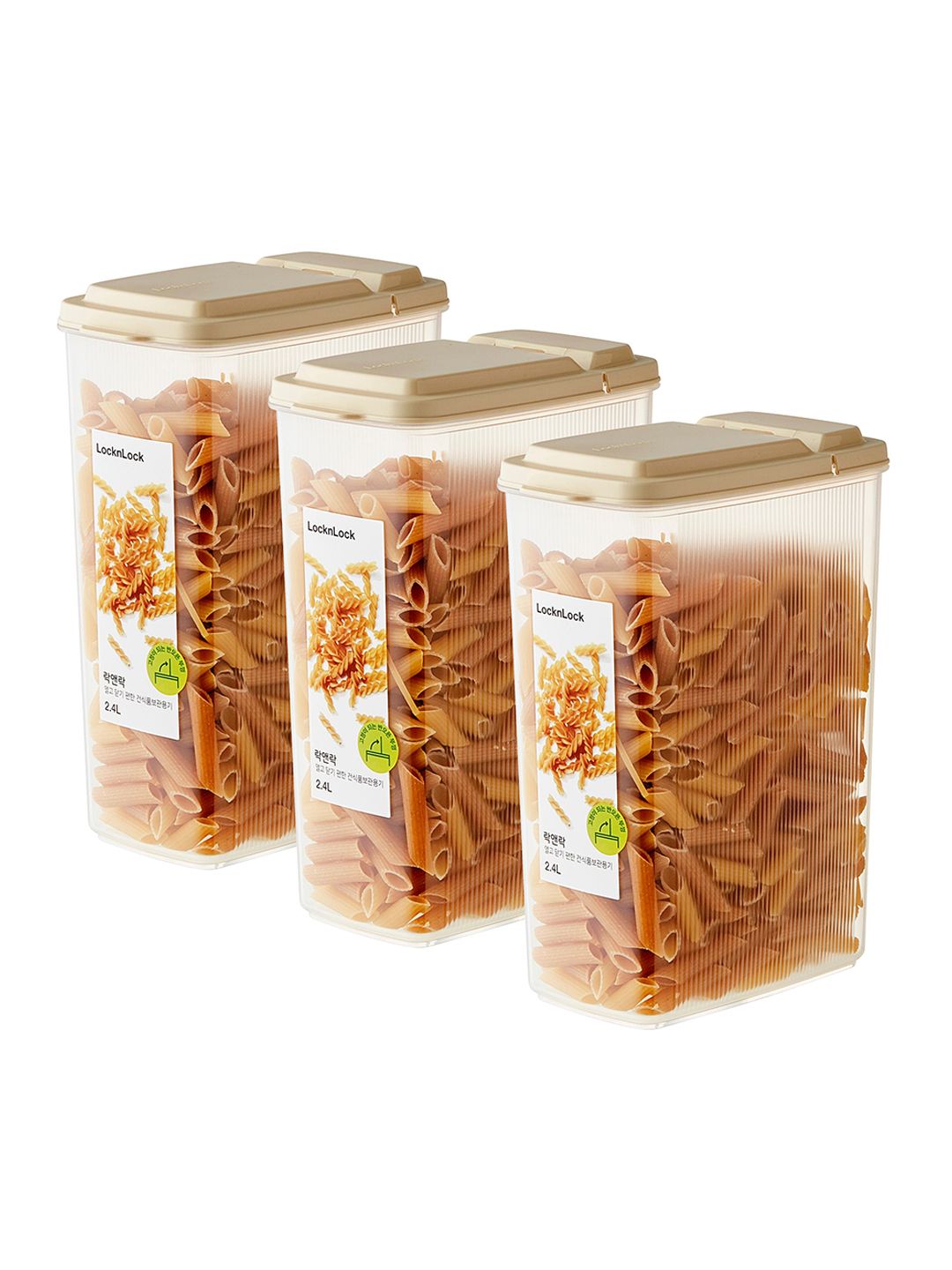 Lock & Lock Set of 3 Transparent Textured Plastic Food Storage Jars Price in India