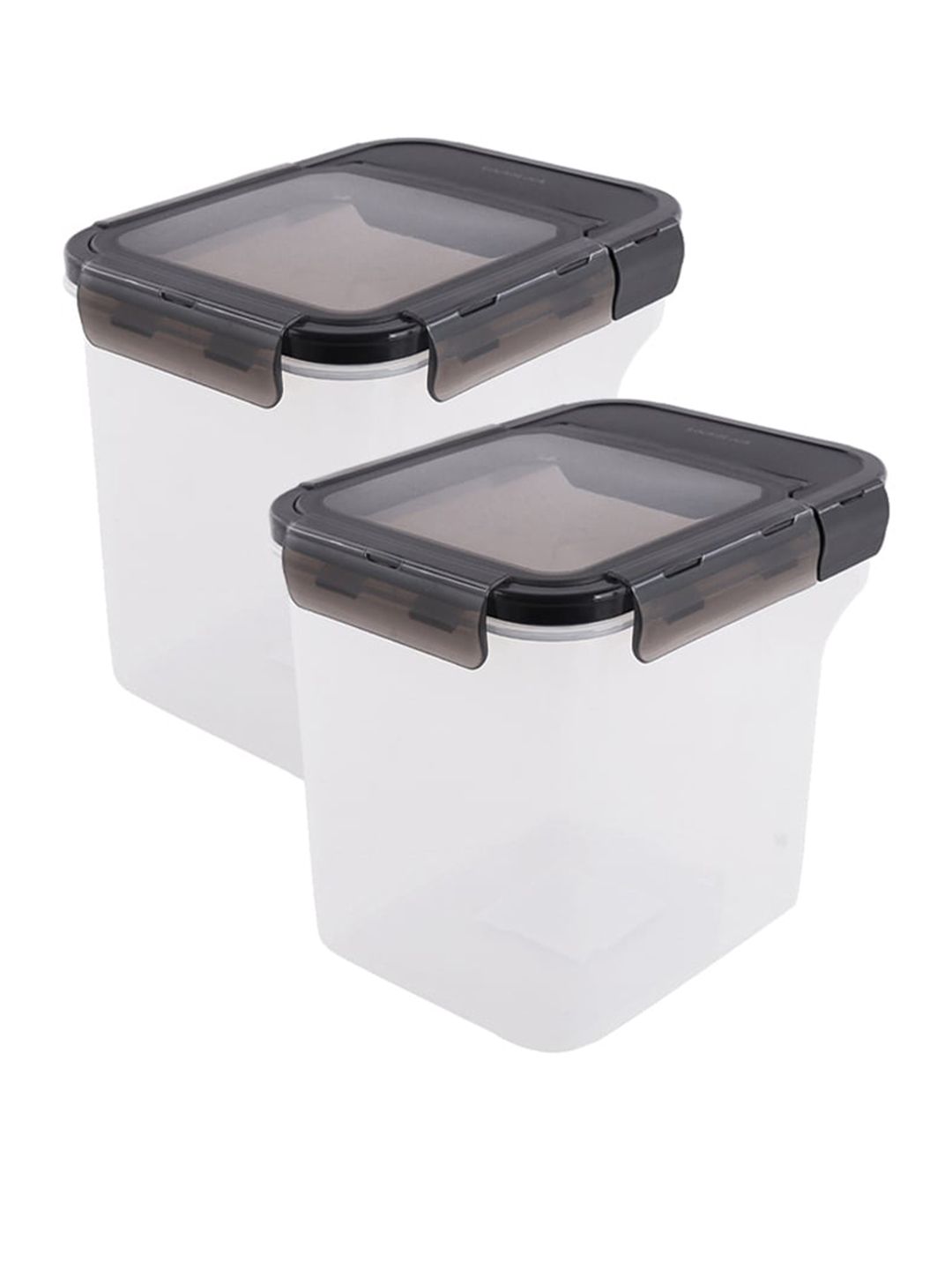 Lock & Lock Set of 2 Transparent & Black Pantry Airtight Food Storage Container Price in India