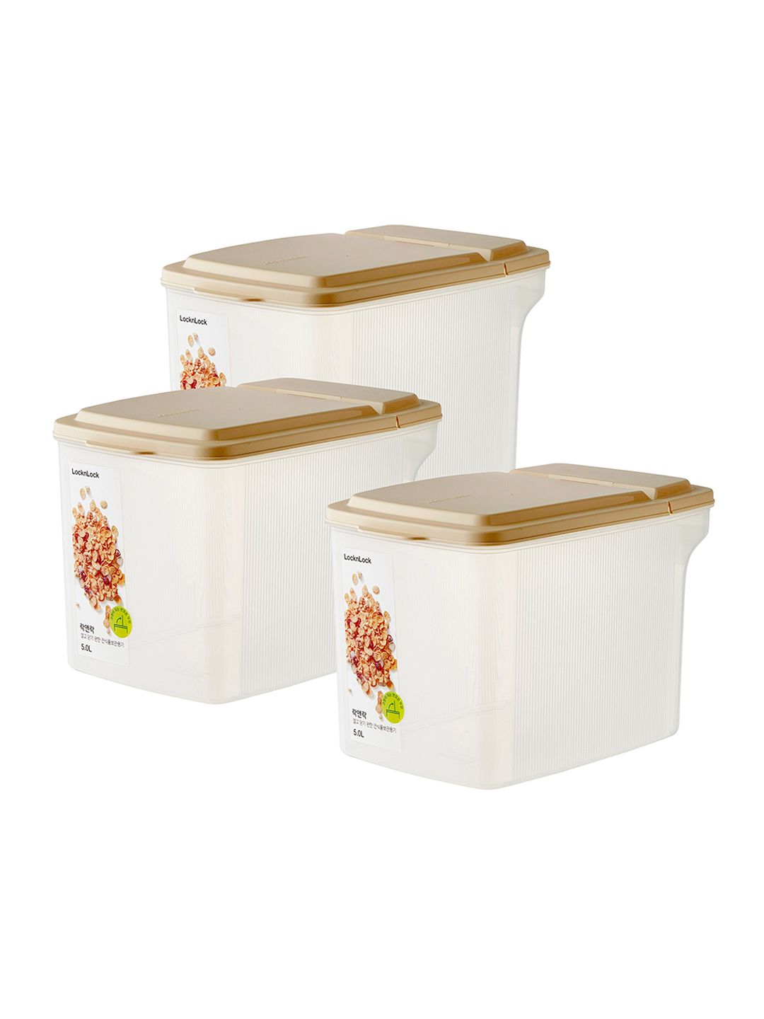 Lock & Lock Set of 3 Transparent Textured Plastic Food Storage Jars Price in India