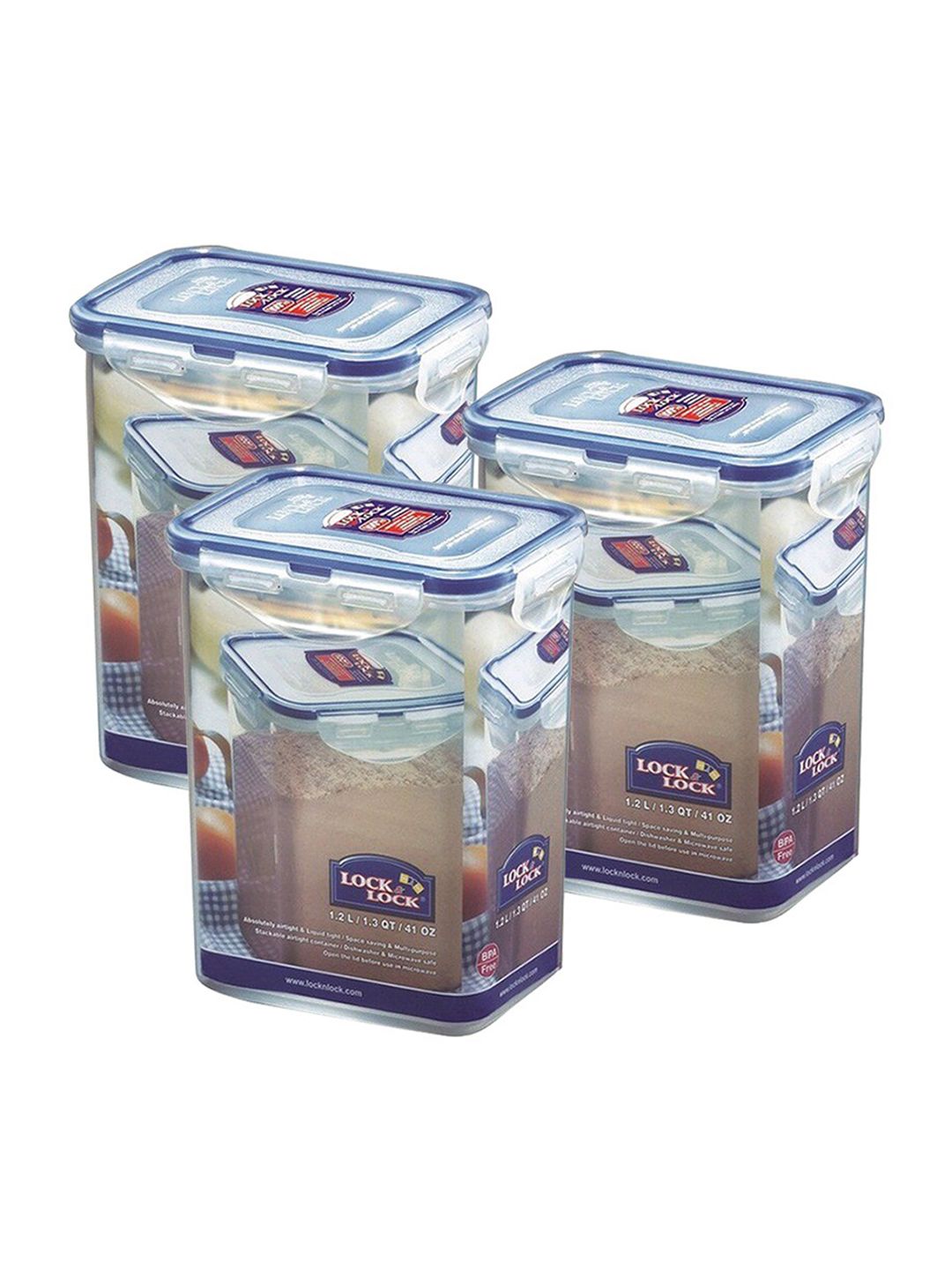 Lock & Lock Set of 3 Transparent Solid Plastic Kitchen Storage Containers Price in India