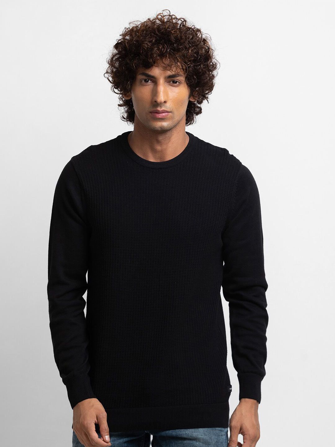 SPYKAR Men Solid Round Neck Long Sleeves Pullover