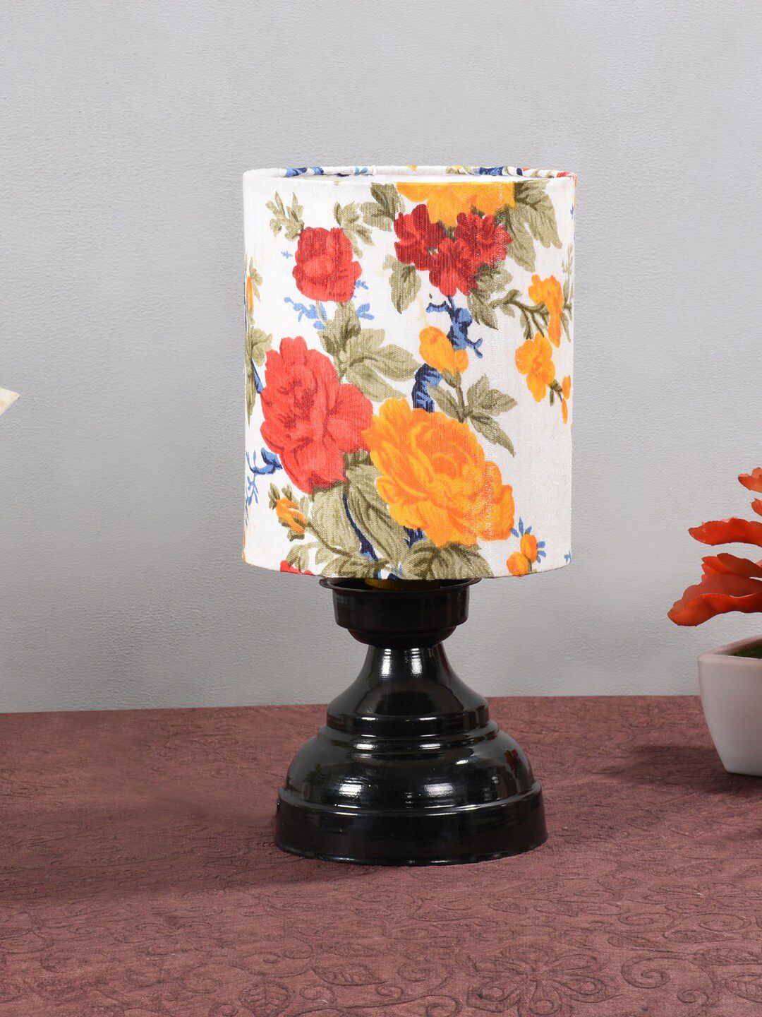 foziq Black Printed Table Lamp Price in India