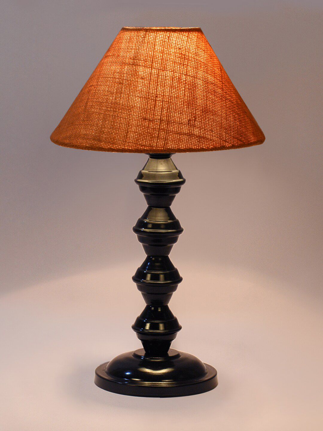 foziq Black & Orange Solid Table Lamp Price in India