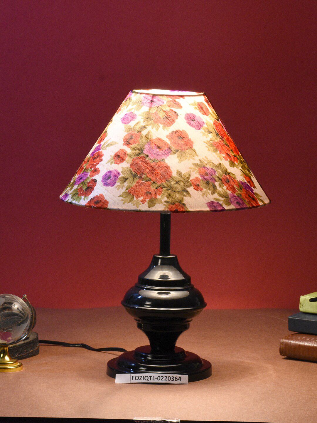 foziq Black & White Printed Table Lamp Price in India