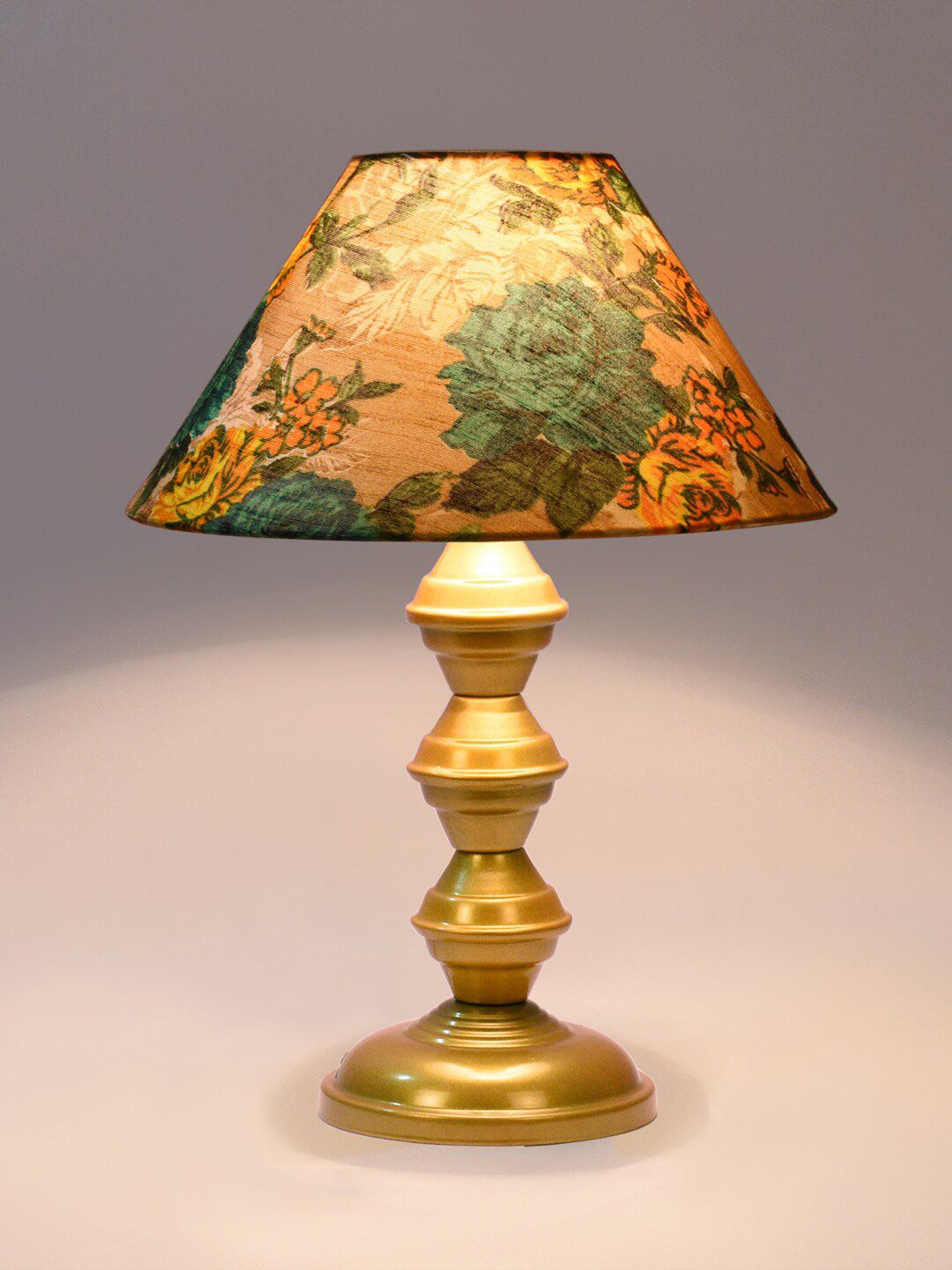 foziq Unisex Gold-Toned Printed Table Lamp Price in India