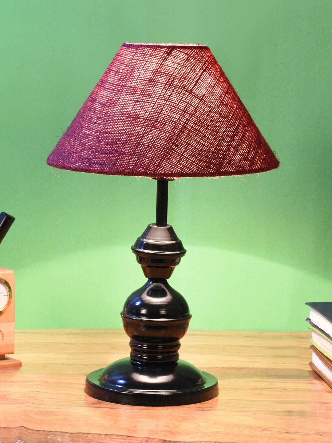 foziq Black & Pink Solid Table Lamp Price in India